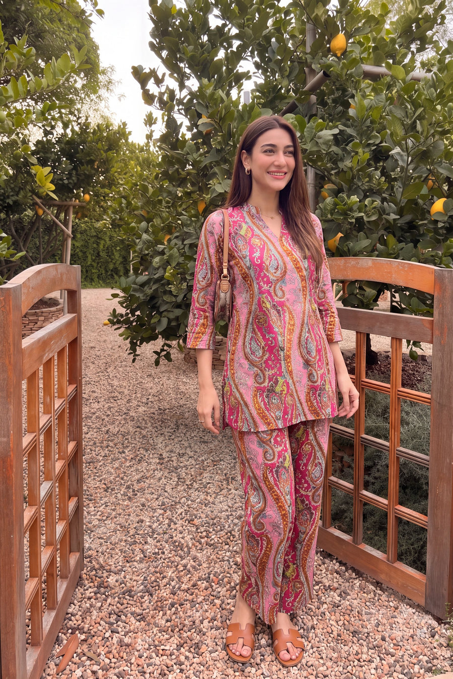 Rose Paisley Angrakha Cotton Co-ord Set — image 6