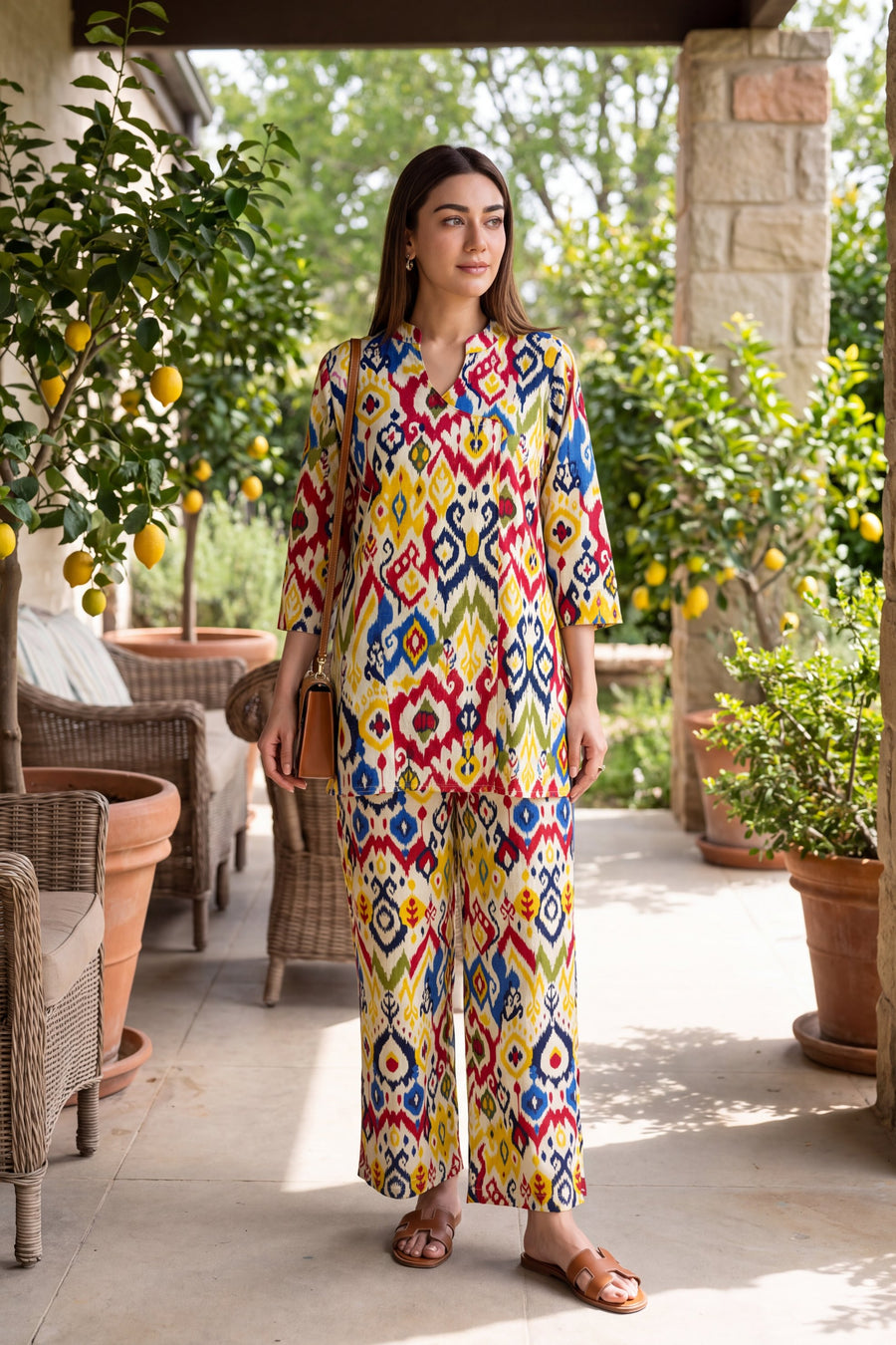 Festive Ikat Angrakha Cotton Co-ord Set — image 7