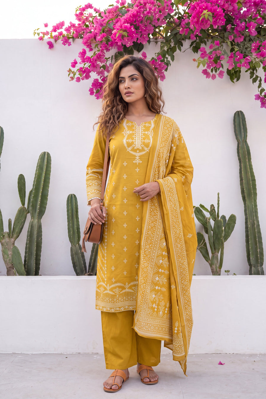 Toscana Goldenrod Cotton Dupatta Set — image 3