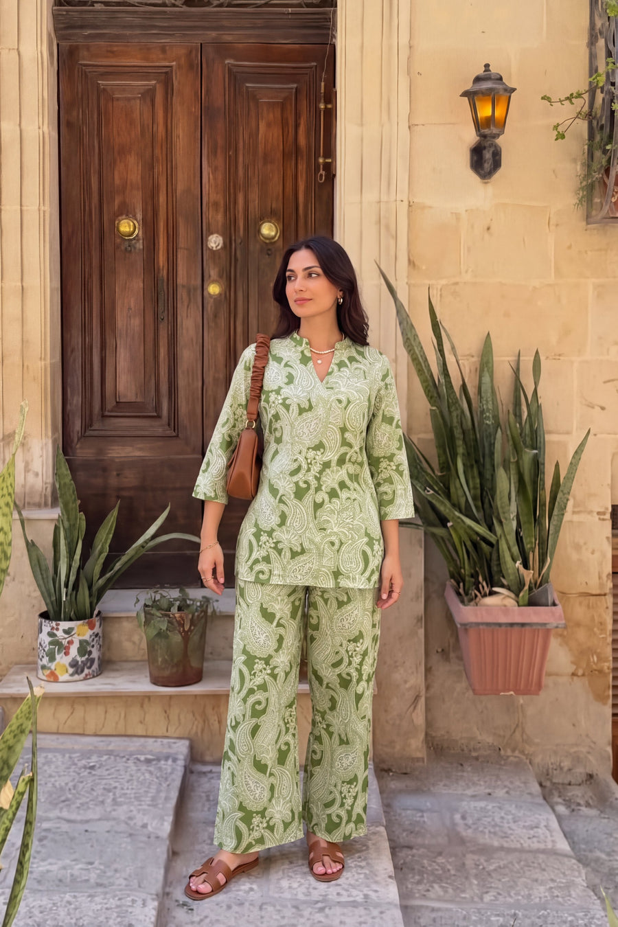 Sage Trellis Angrakha Cotton Co-ord Set — image 8