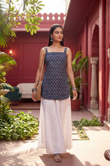 Boulevard Blue Square Neck Cotton Top