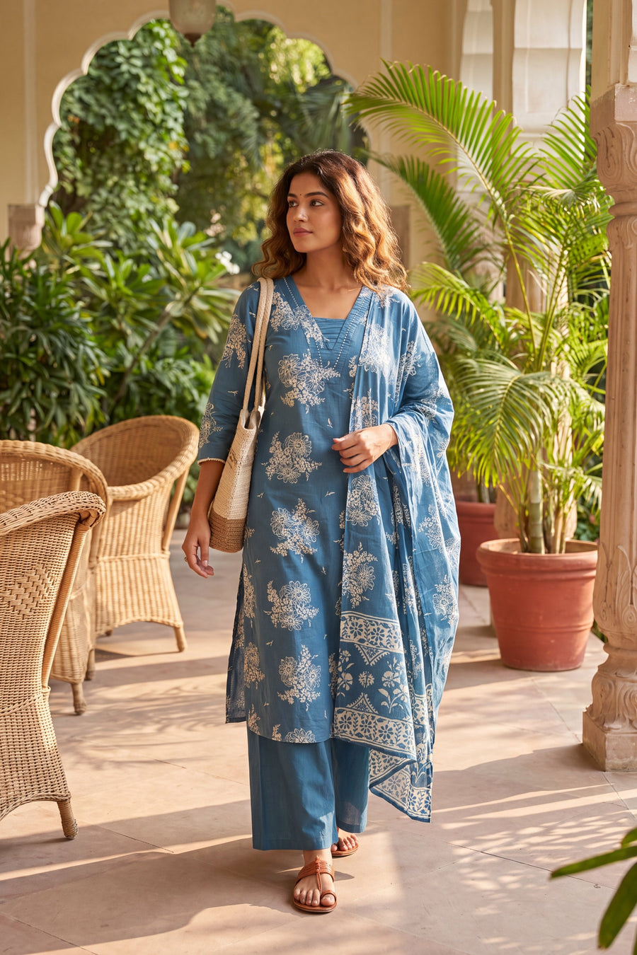 Bazaar Cobalt Cotton Dupatta Set — image 4