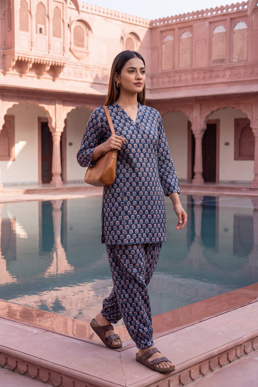 Indigo Ripple Cotton Farshi Salwar Set — image 7
