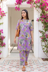 Twilight Mauve Mandarin Cotton Co-ord Set