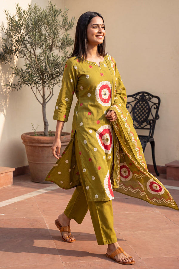 Jade Meadow Cotton Dupatta Set