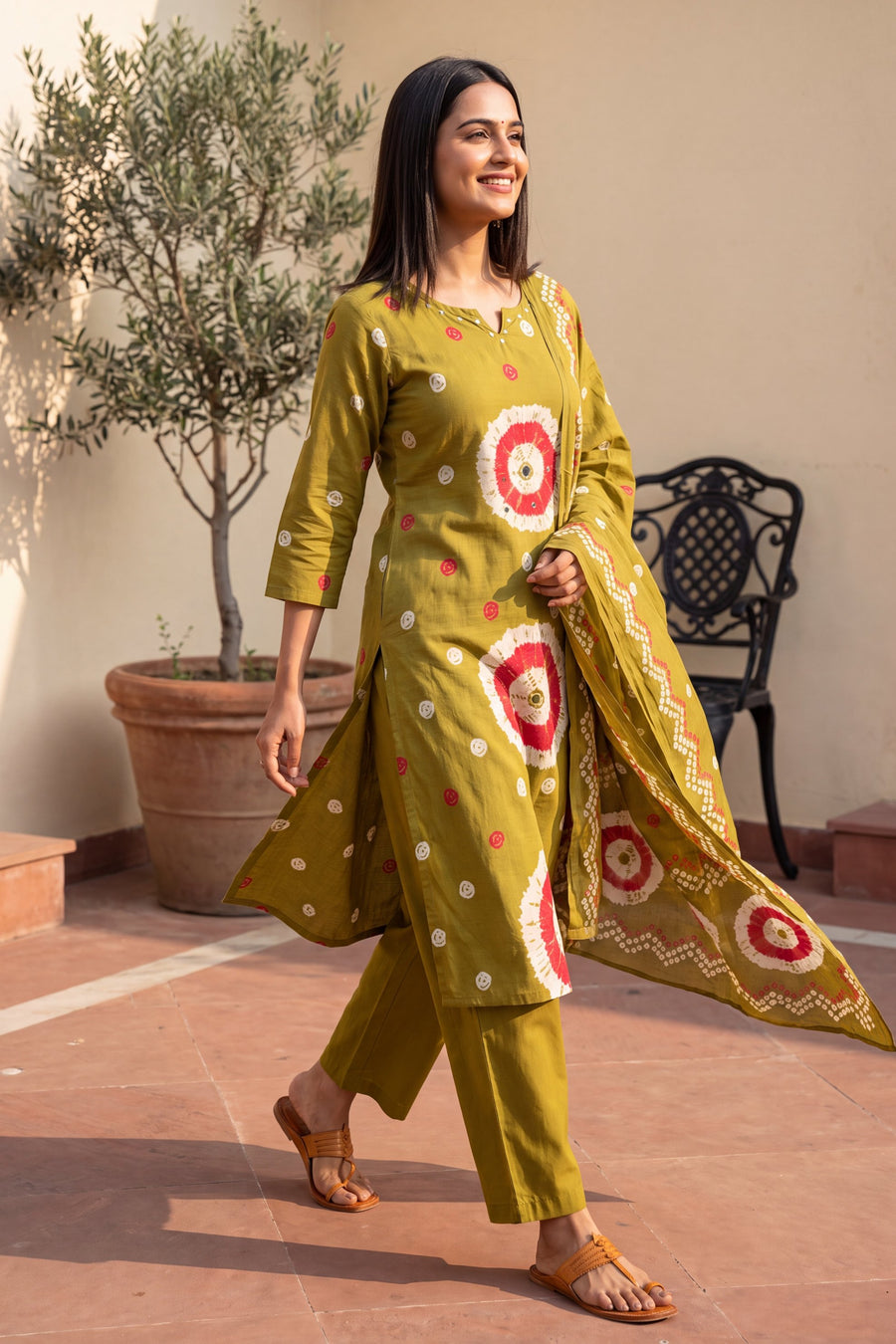 Jade Meadow Cotton Dupatta Set — image 4
