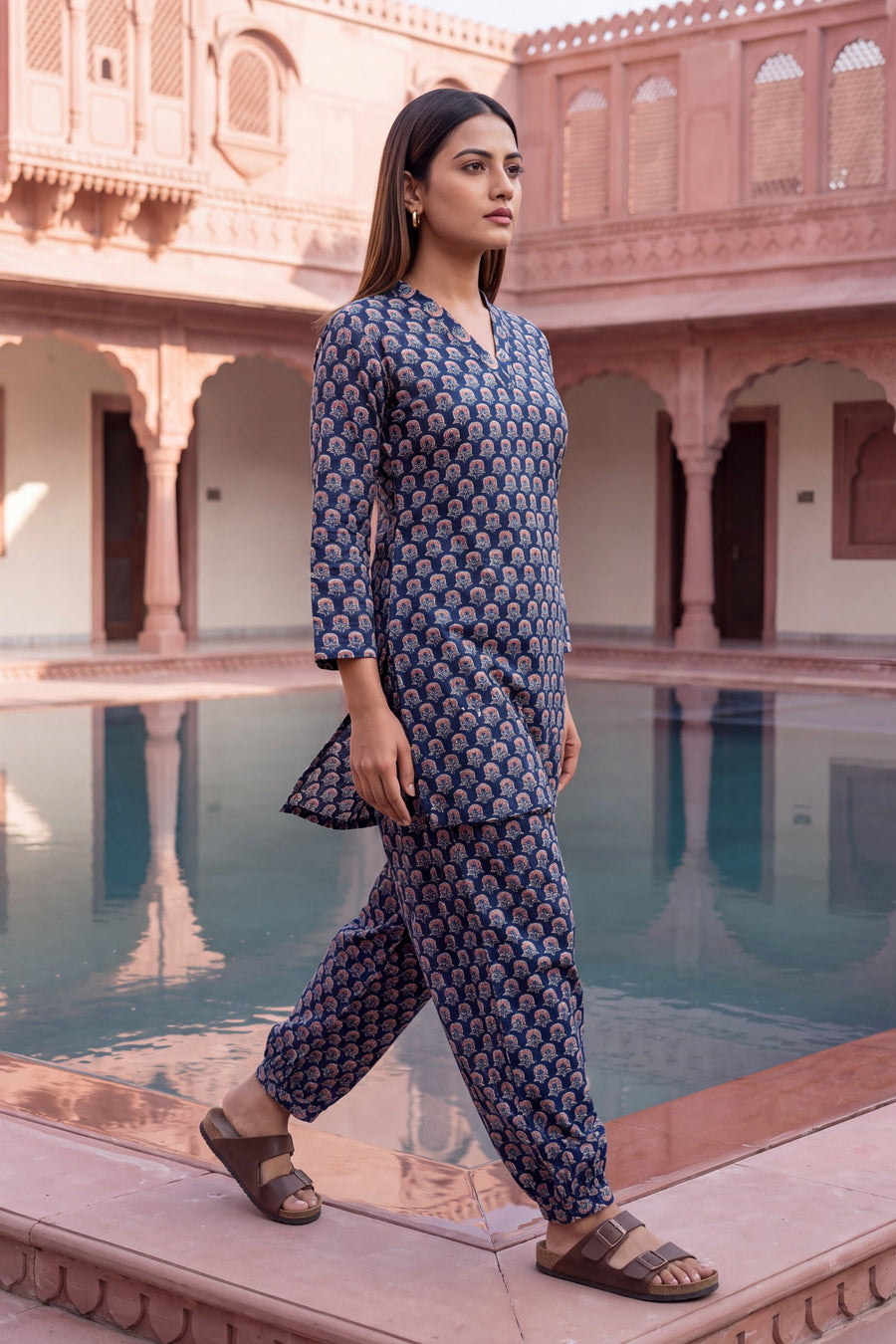 Indigo Ripple Cotton Farshi Salwar Set — image 8