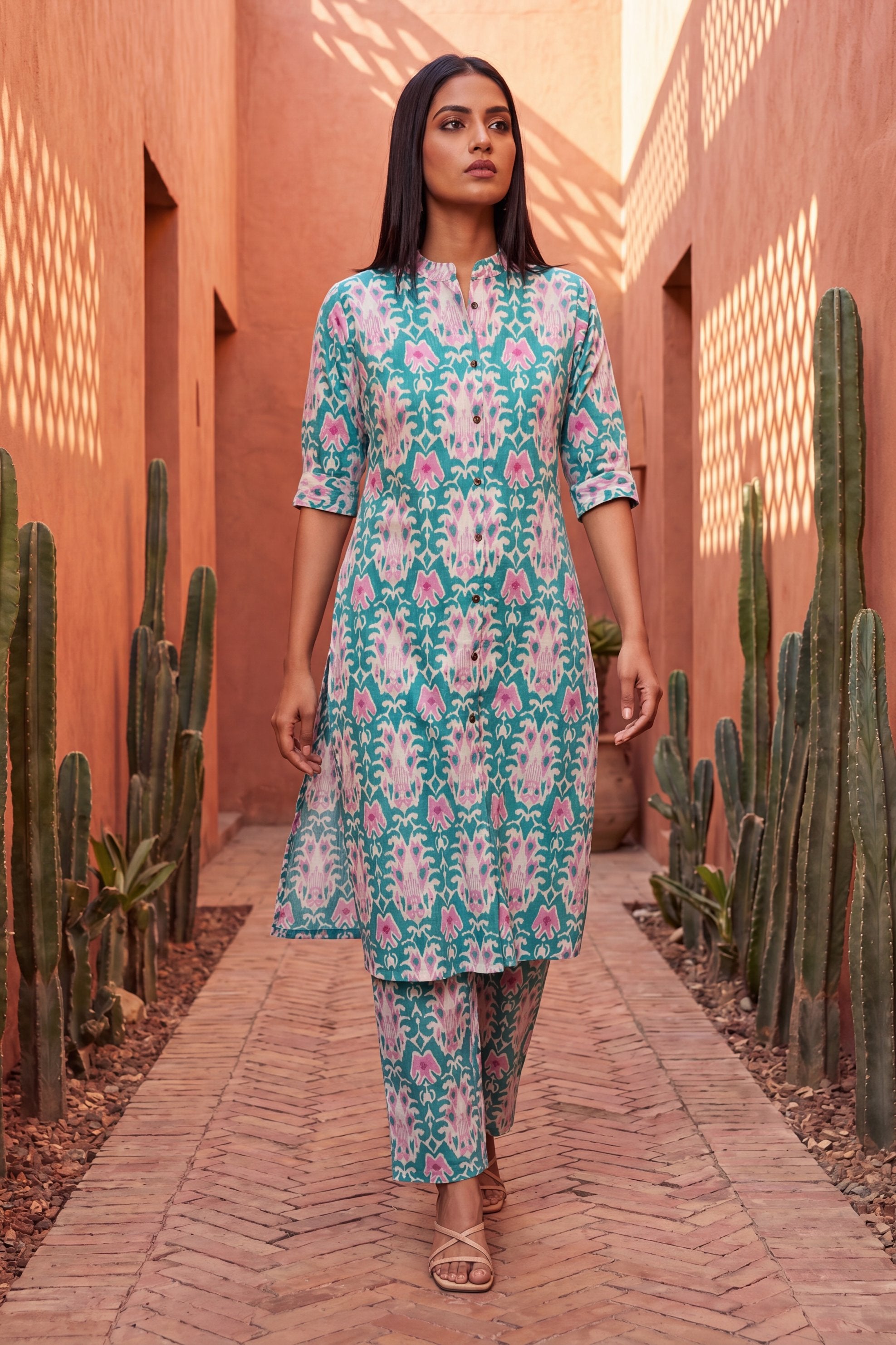Atelier Olive Mandarin Cotton Co-ord Set