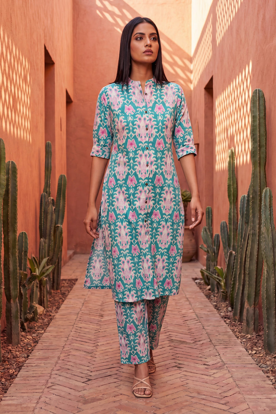 Atelier Olive Mandarin Cotton Co-ord Set — image 5