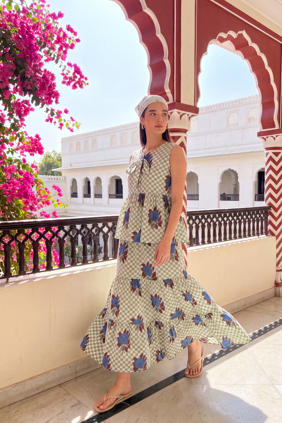 Sage Tiered Cotton Skirt Set — image 4