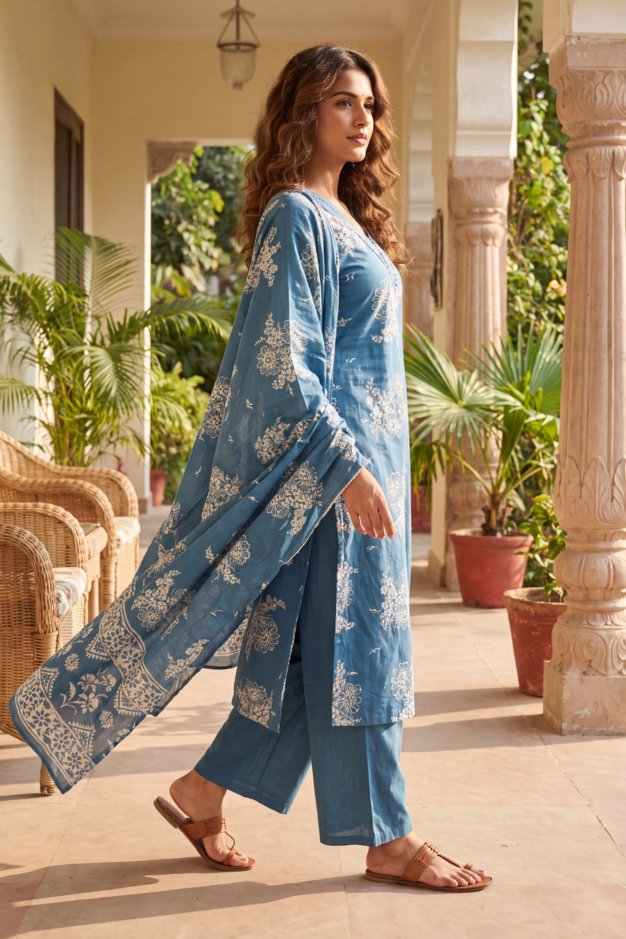 Bazaar Cobalt Cotton Dupatta Set — image 5