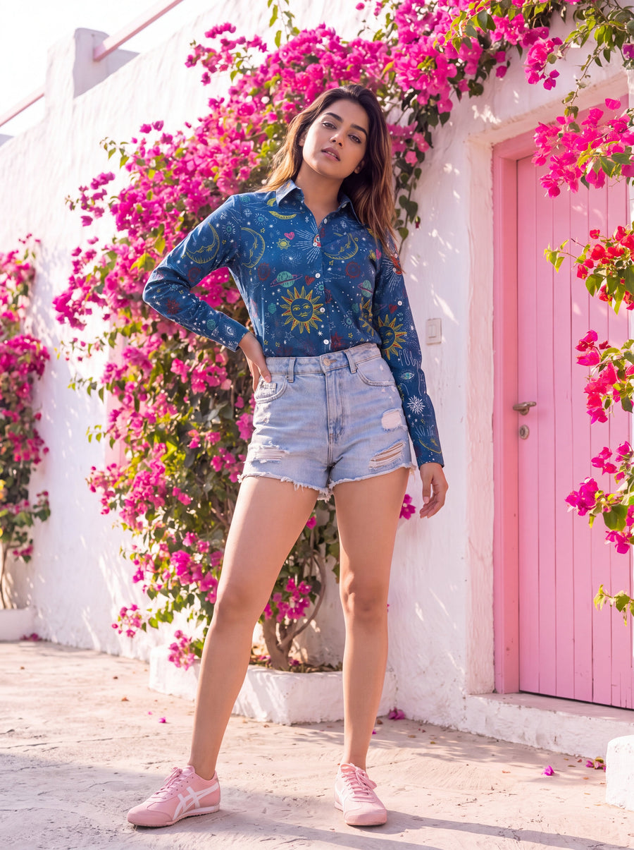 Teal Wave Cotton Shirt — image 8