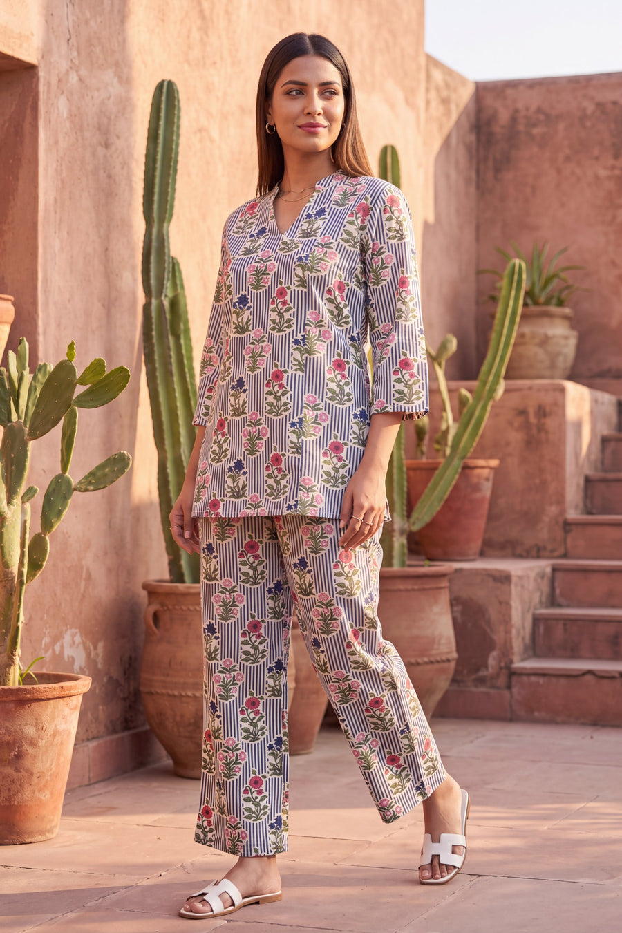 Misty Bluebell Angrakha Cotton Co-ord Set — image 4