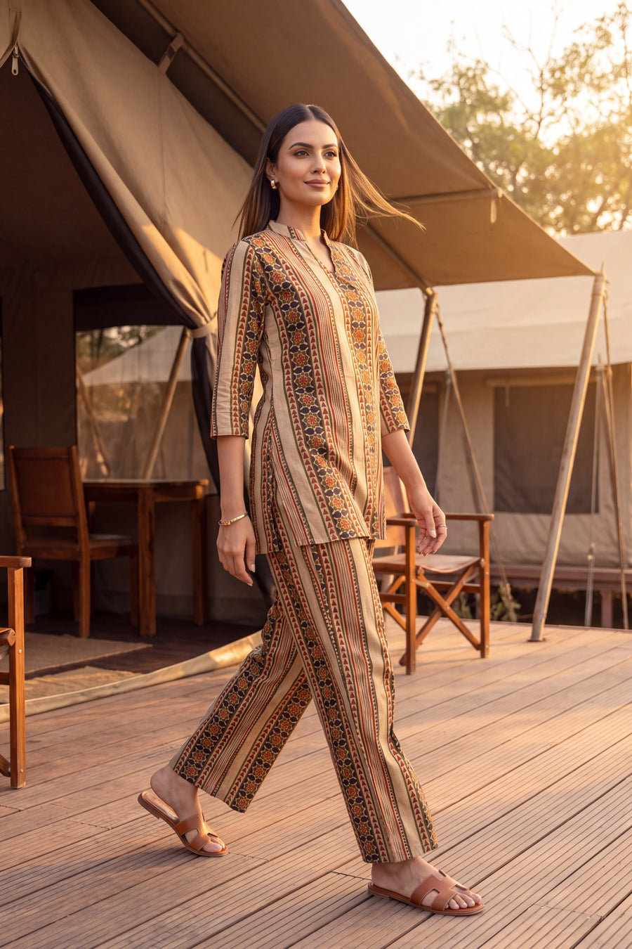 Dune Stripe Angrakha Cotton Co-ord Set — image 7