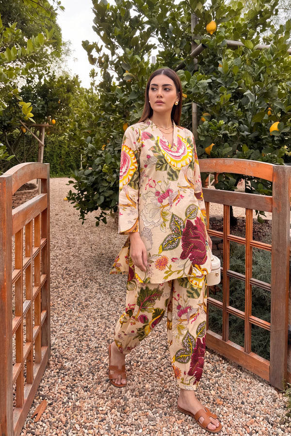 Ivory Bloom Cotton Farshi Salwar Set