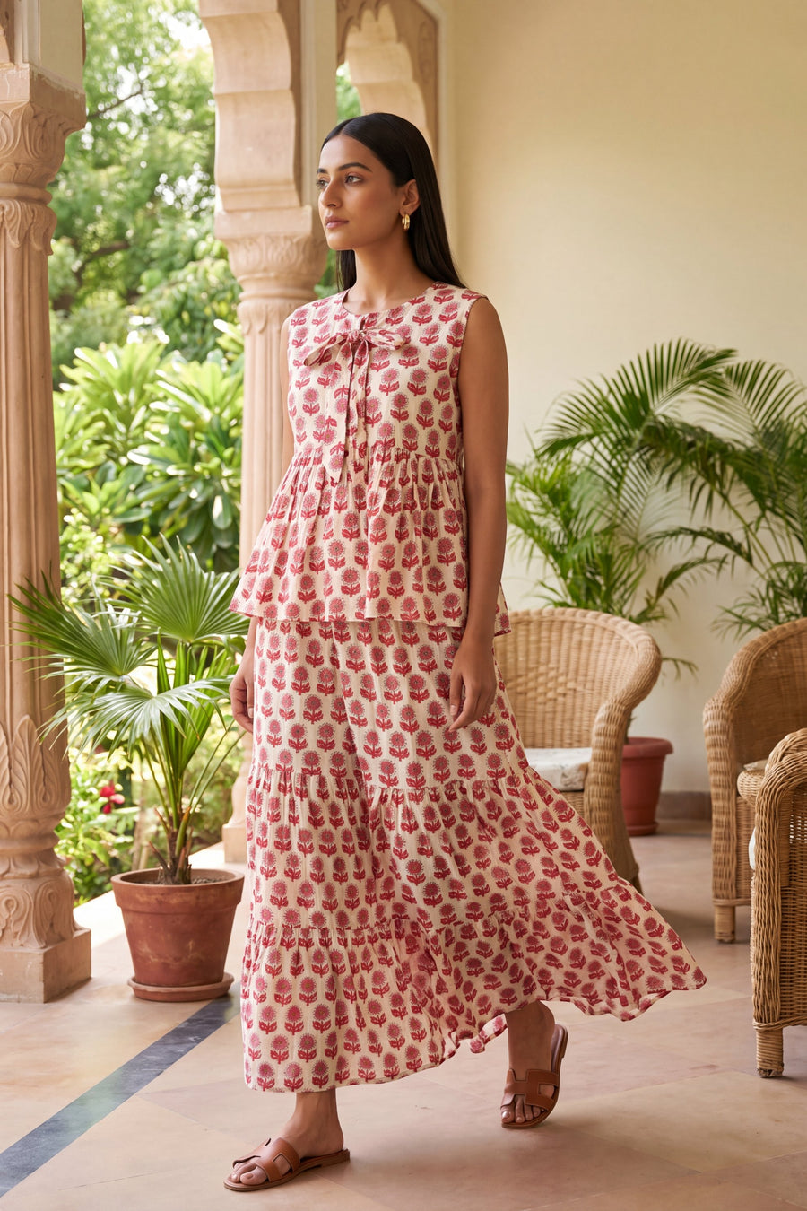 Rosebud Tiered Cotton Skirt Set — image 7