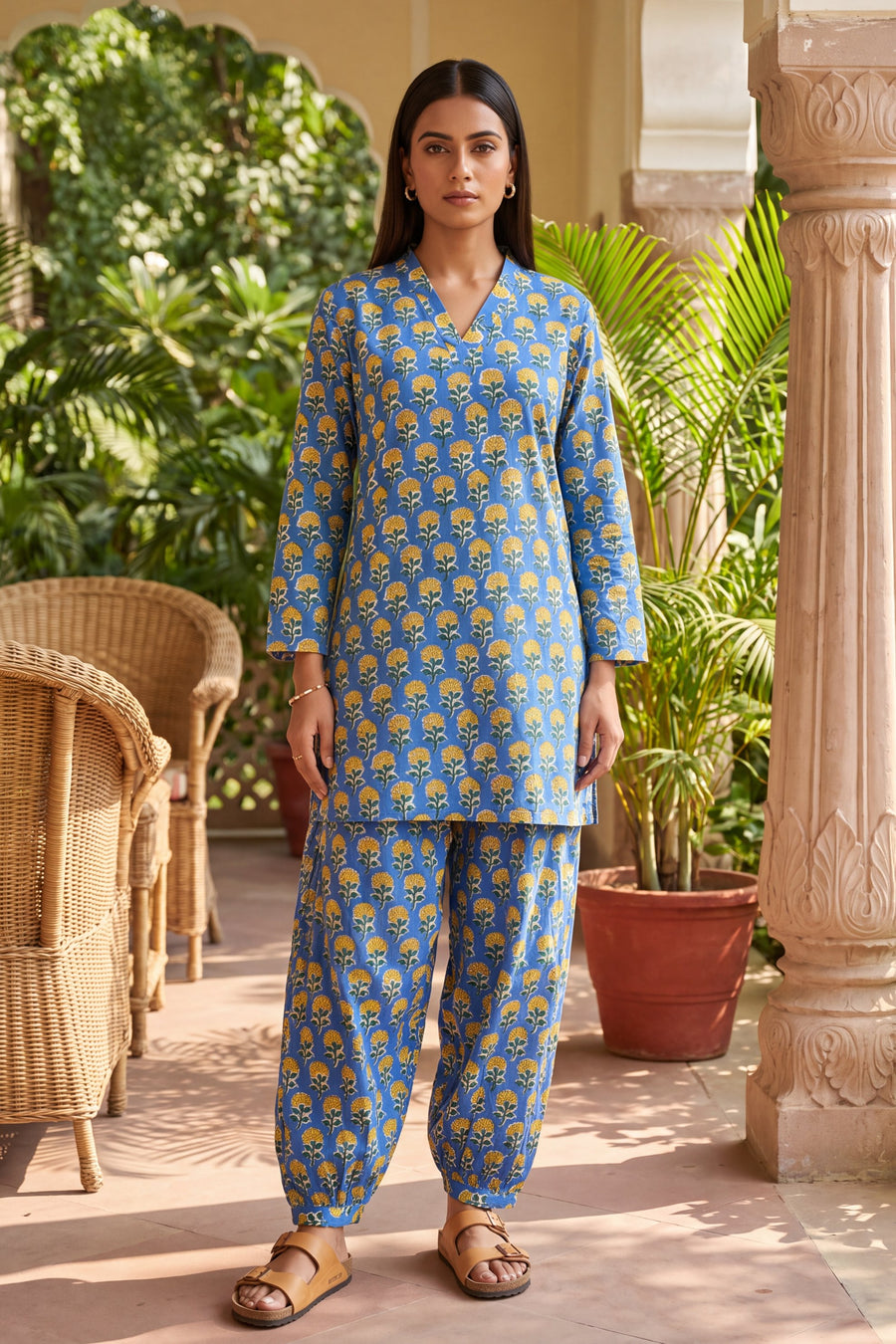Cobalt Ripple Cotton Farshi Salwar Set — image 6