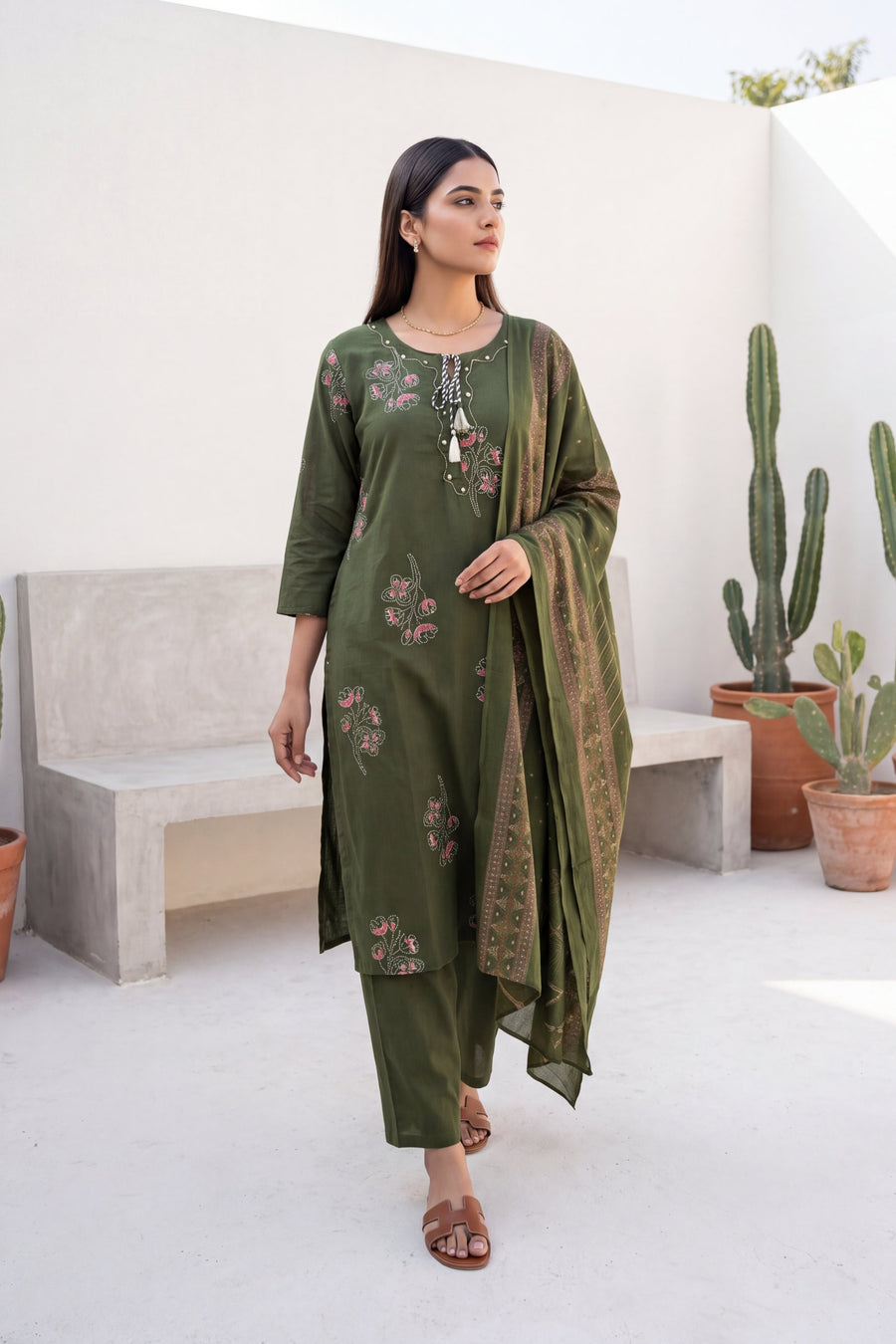 Pine Glade Cotton Dupatta Set — image 4