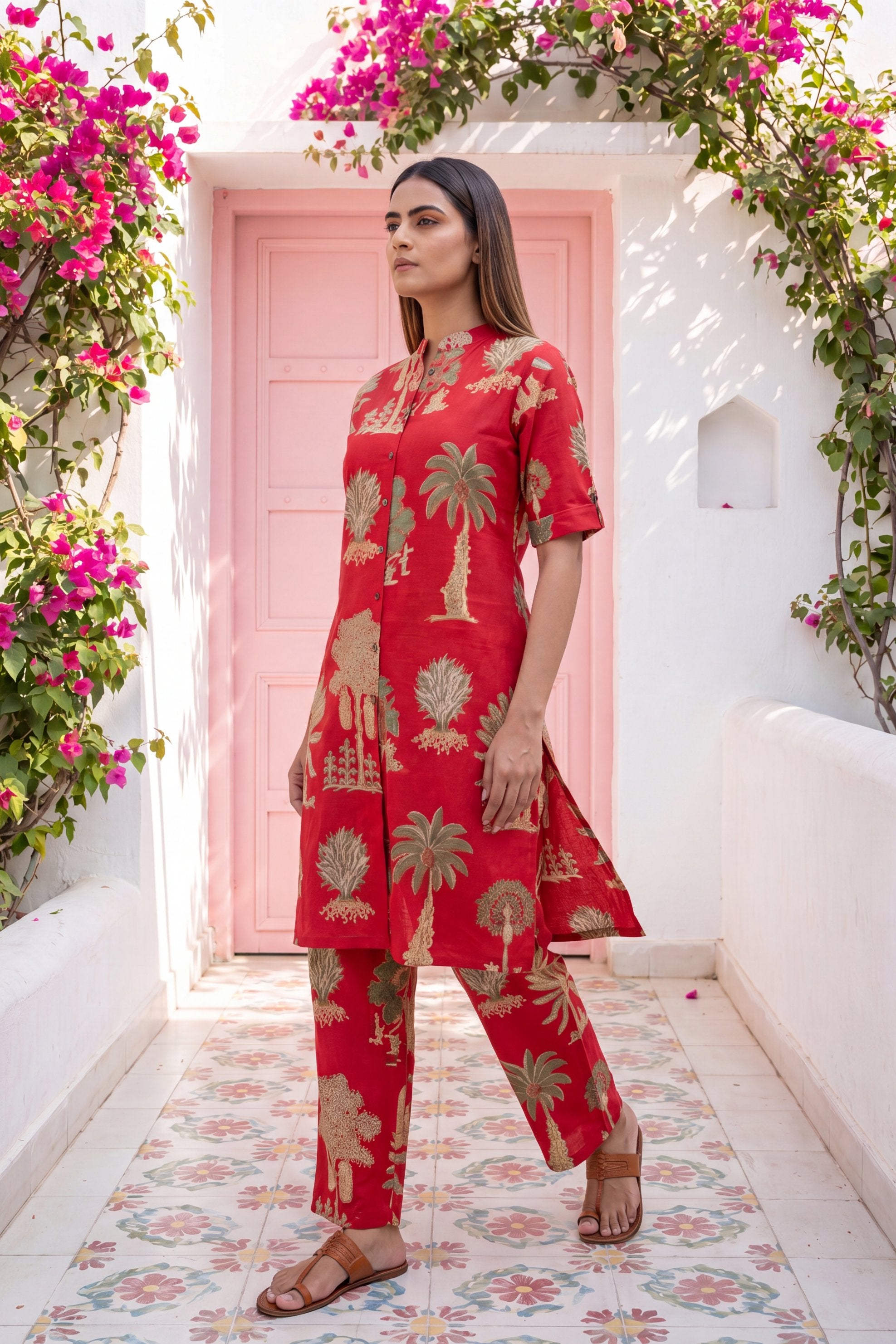 Cabernet Red Mandarin Cotton Co-ord Set