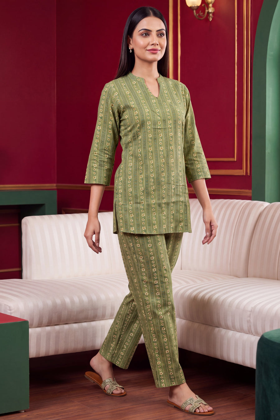 Fern Whisper Angrakha Cotton Co-ord Set — image 8