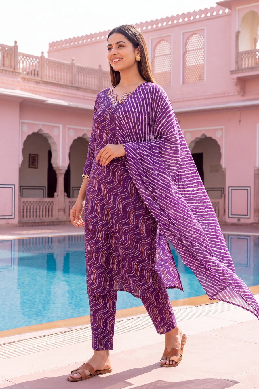Orchid Lantern Cotton Dupatta Set — image 5