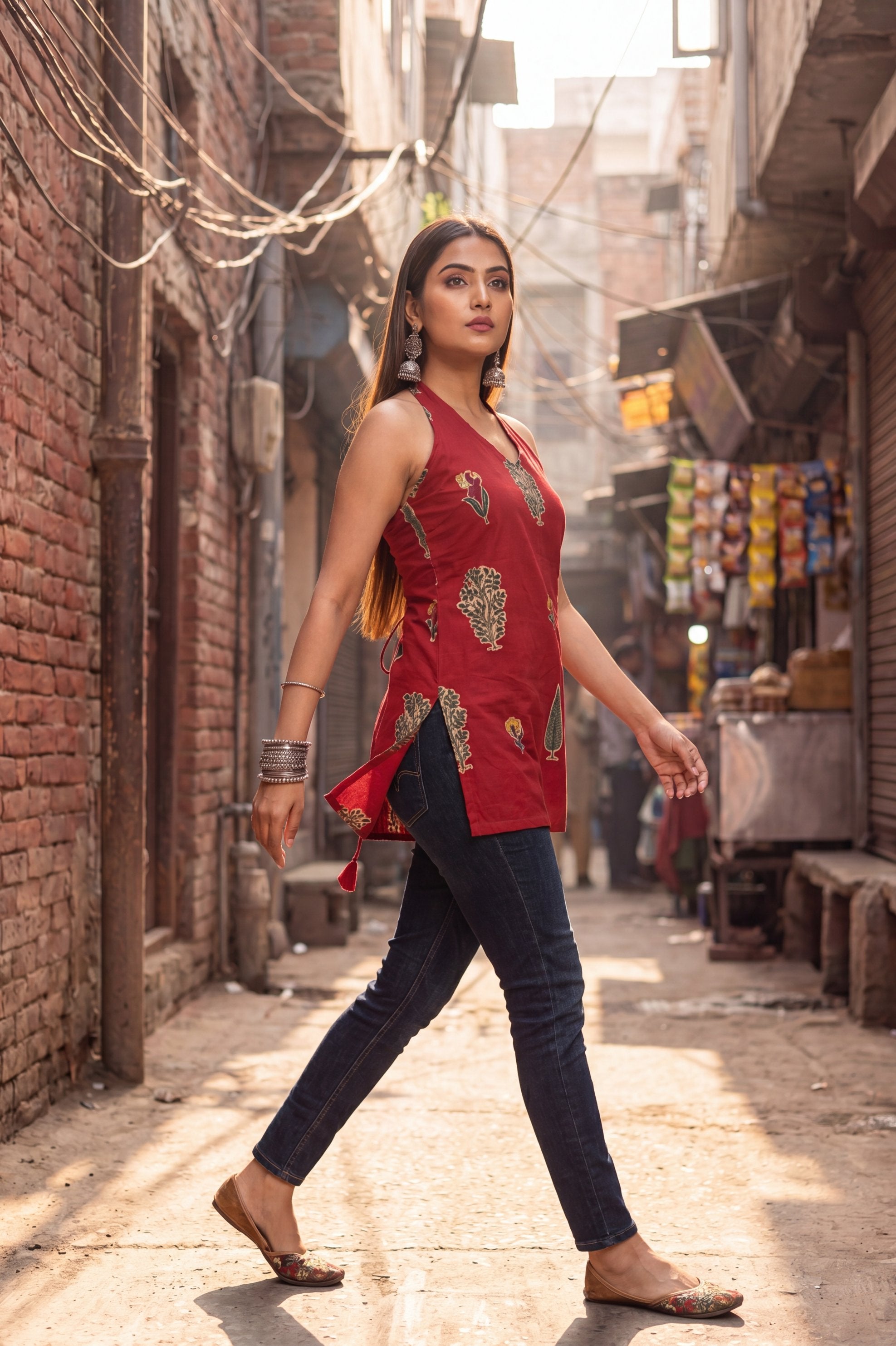 Burgundy Sonata Halter Cotton Top