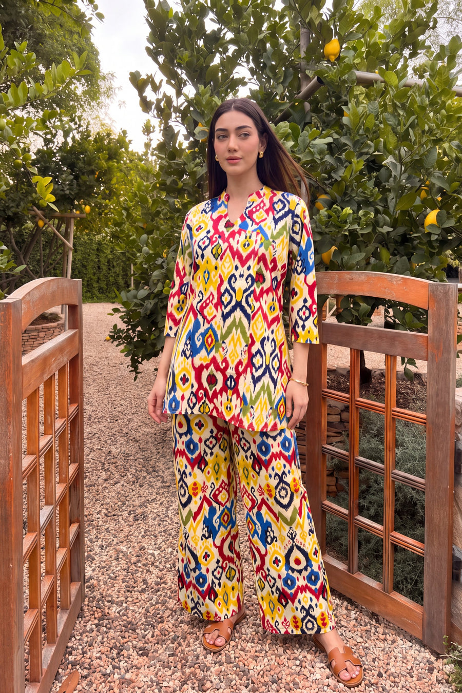 Festive Ikat Angrakha Cotton Co-ord Set — image 9