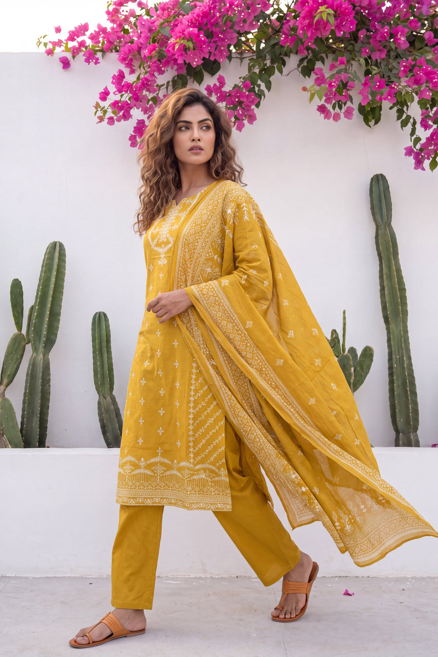 Toscana Goldenrod Cotton Dupatta Set — image 4