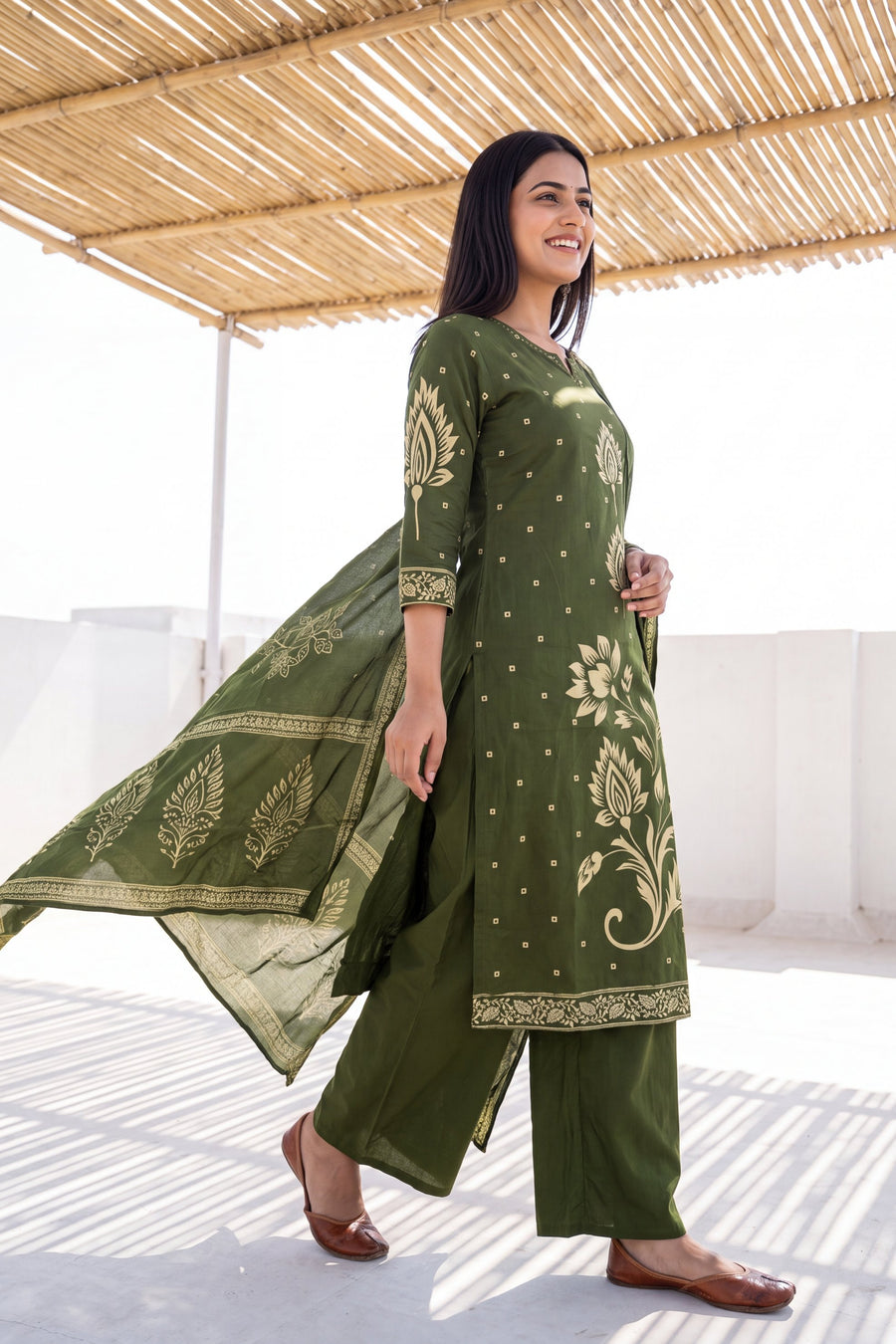 Sage Orchard Cotton Dupatta Set — image 4