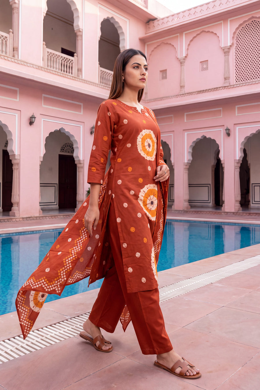 Tangerine Haze Cotton Dupatta Set — image 5