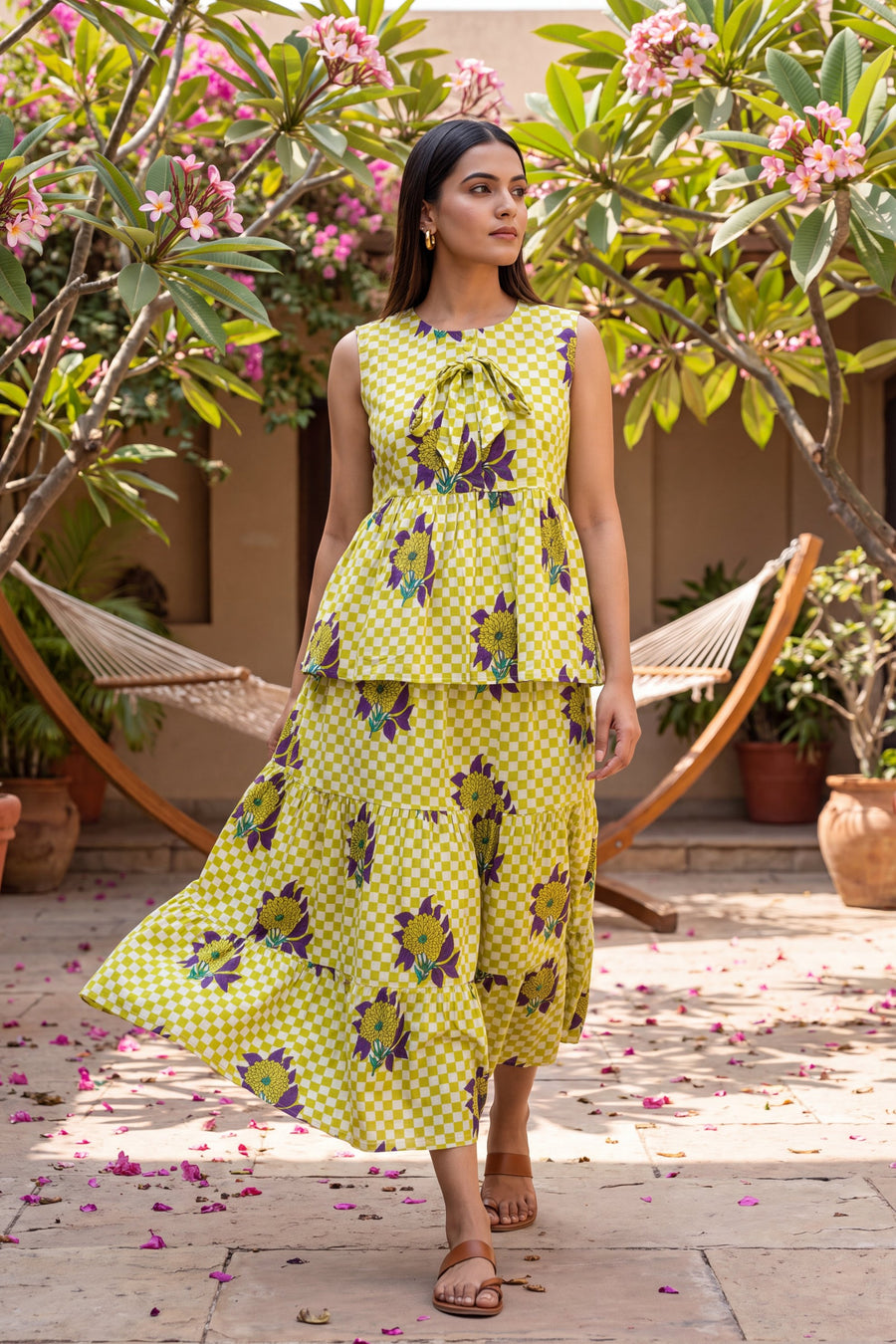 Olive Tiered Cotton Skirt Set — image 6
