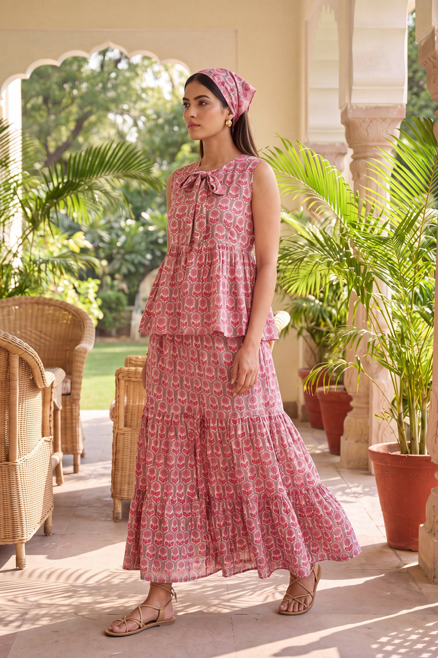 Violet Tiered Cotton Skirt Set — image 15