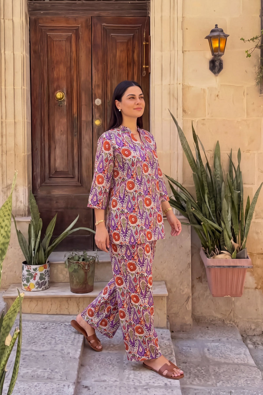 Amethyst Bloom Angrakha Cotton Co-ord Set — image 6