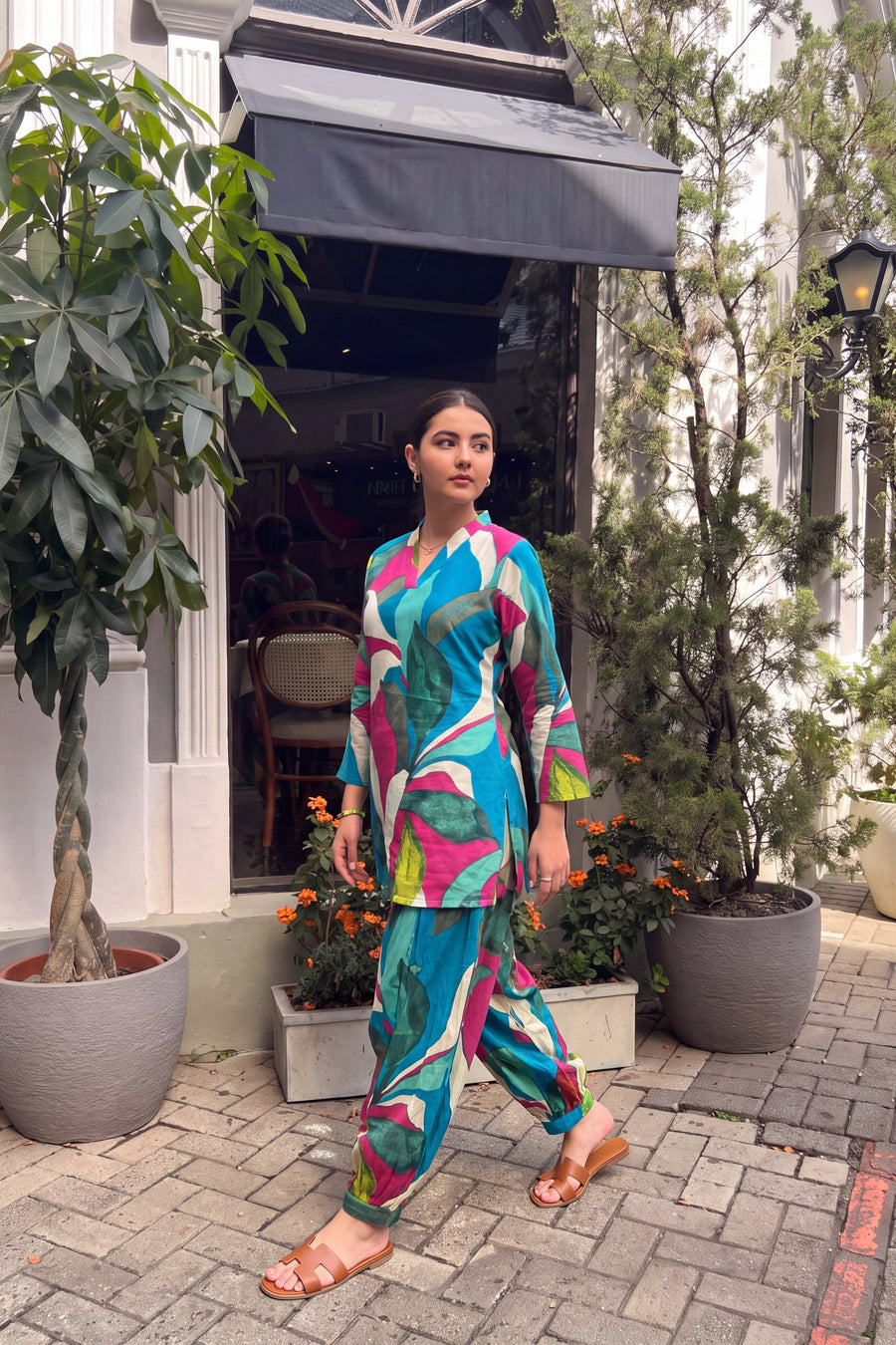 Lagoon Foliage Cotton Farshi Salwar Set — image 11