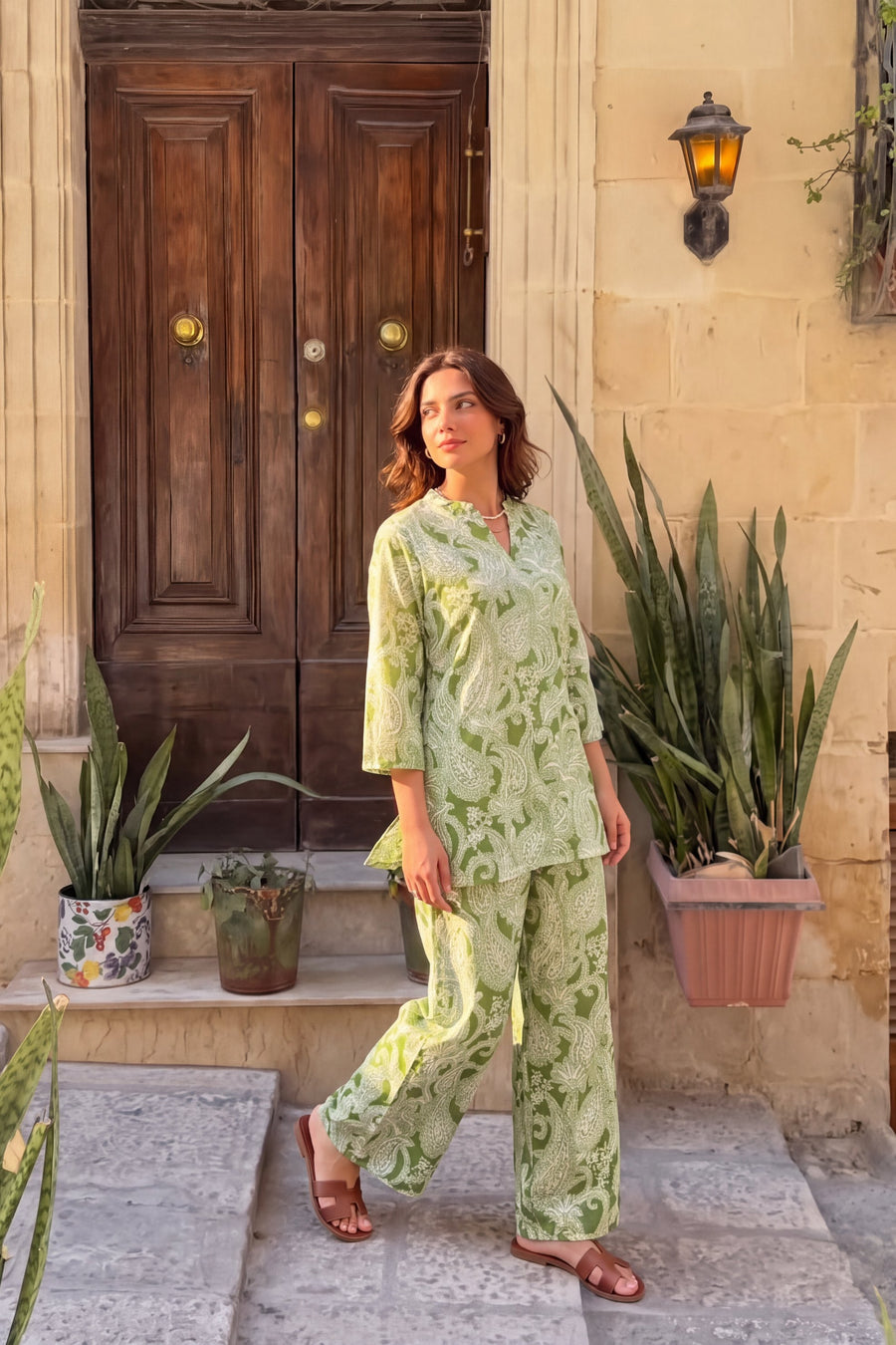 Sage Trellis Angrakha Cotton Co-ord Set — image 3