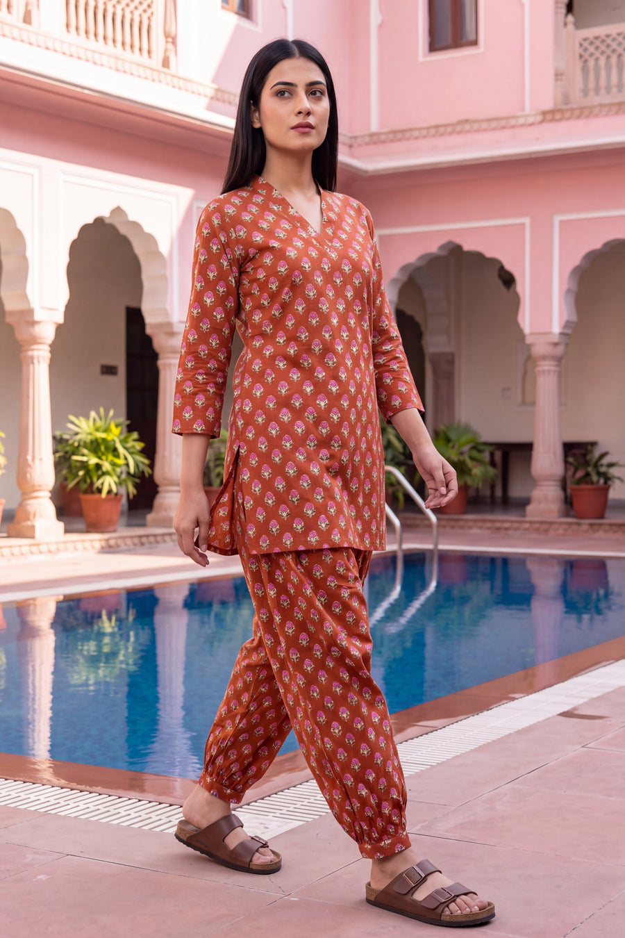 Garnet Ripple Cotton Farshi Salwar Set — image 8