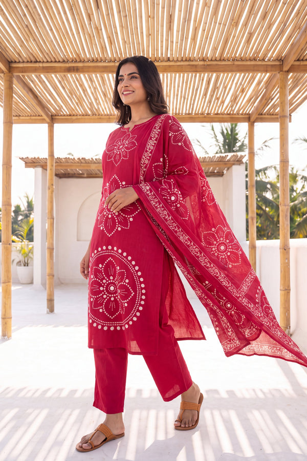 Blush Garden Cotton Dupatta Set