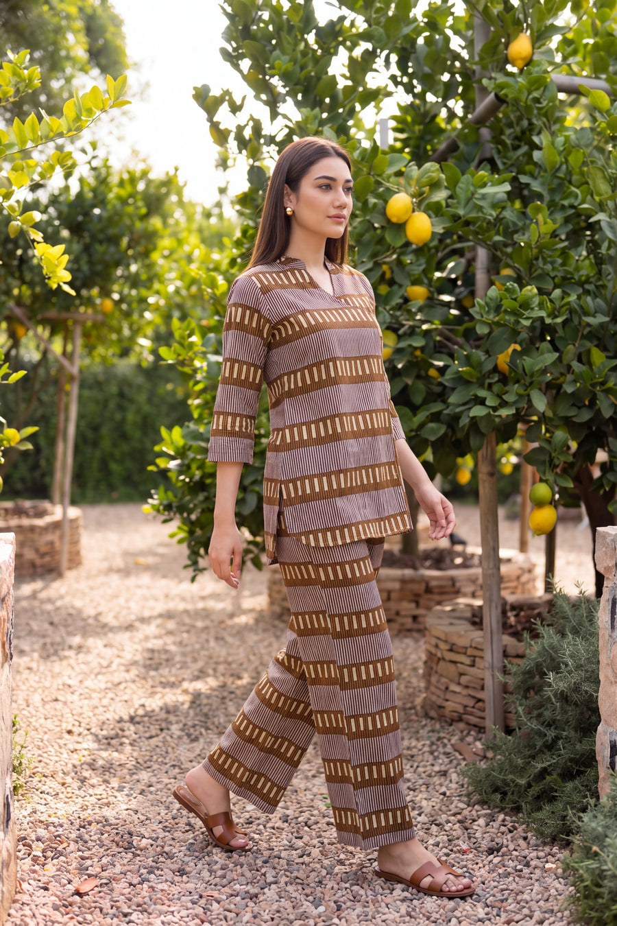 Olive Trellis Angrakha Cotton Co-ord Set — image 5