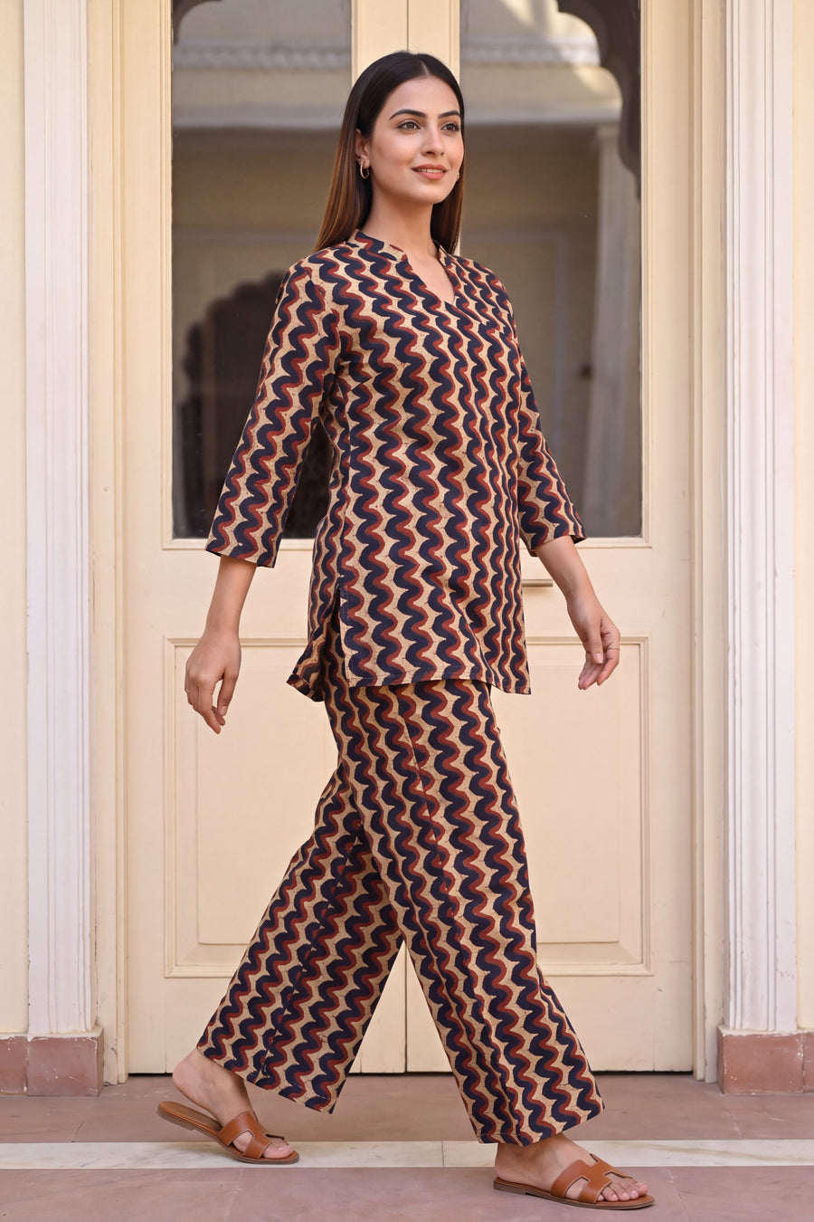 Midnight Chevron Angrakha Cotton Co-ord Set — image 8
