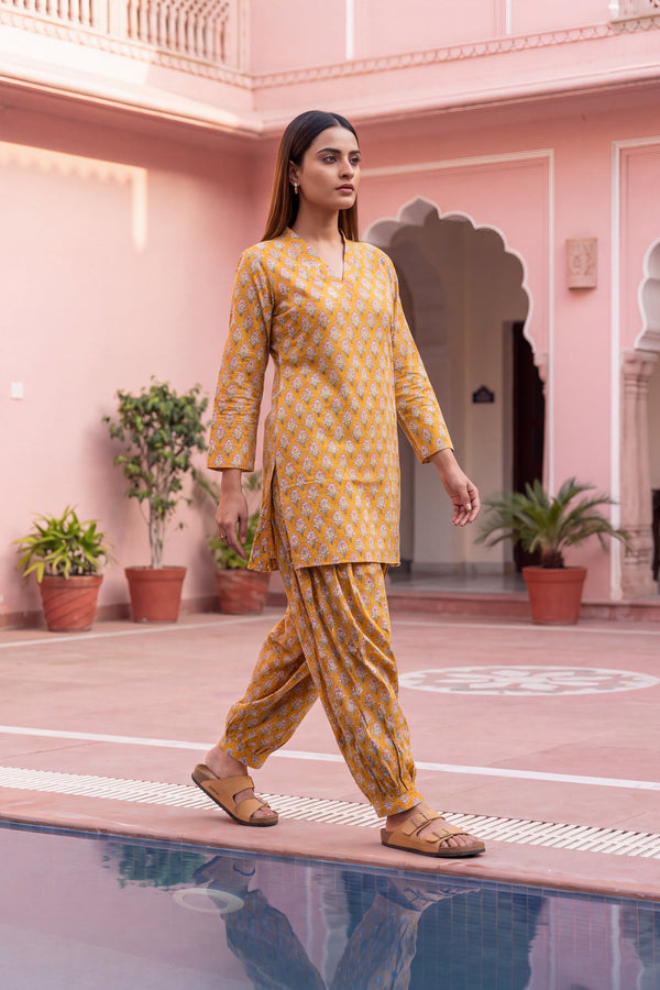 Amber Ripple Cotton Farshi Salwar Set