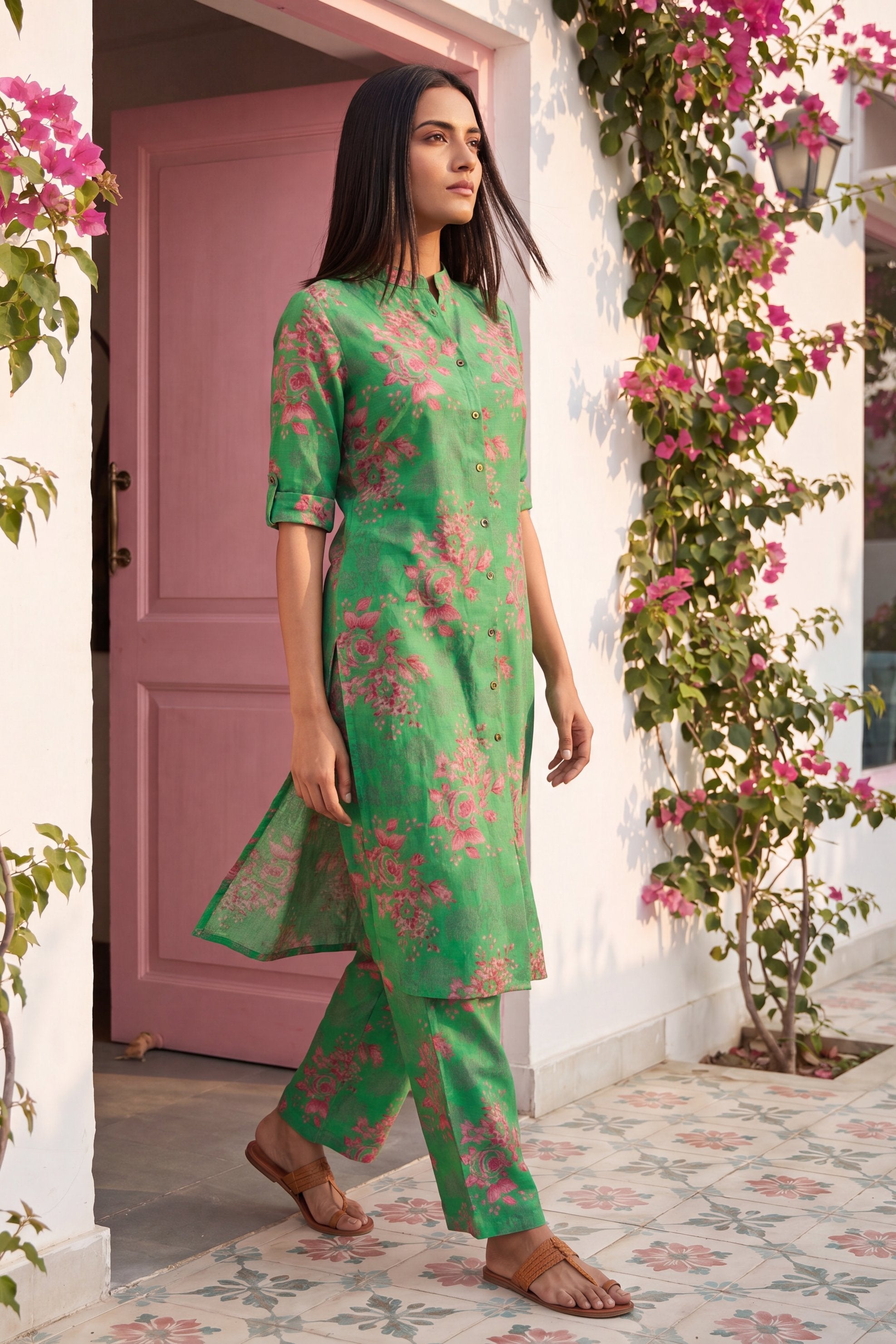 Boulevard Emerald Mandarin Cotton Co-ord Set