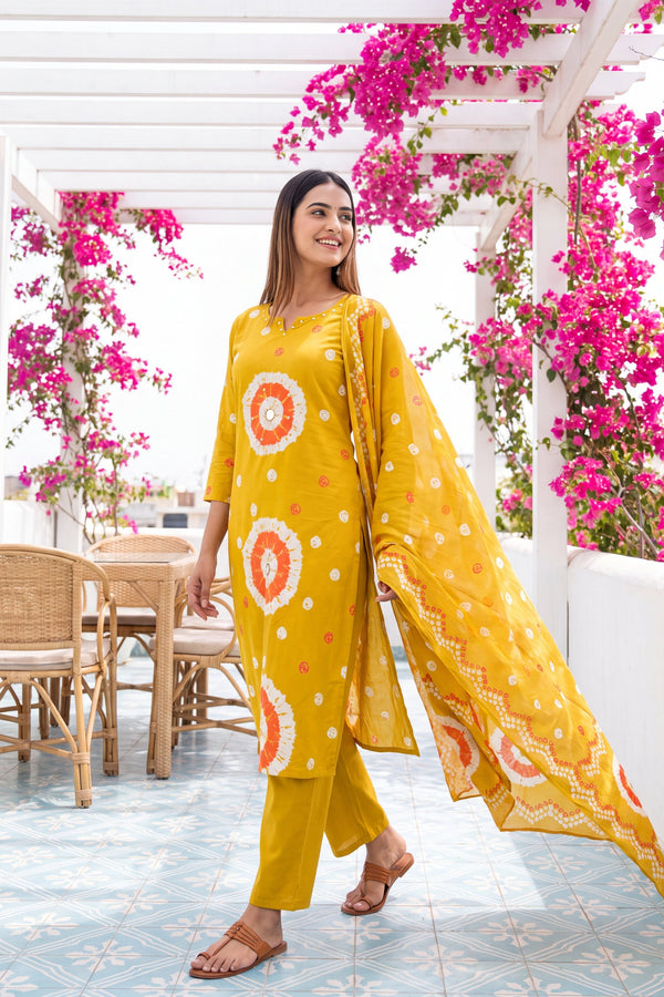 Honey Meadow Cotton Dupatta Set
