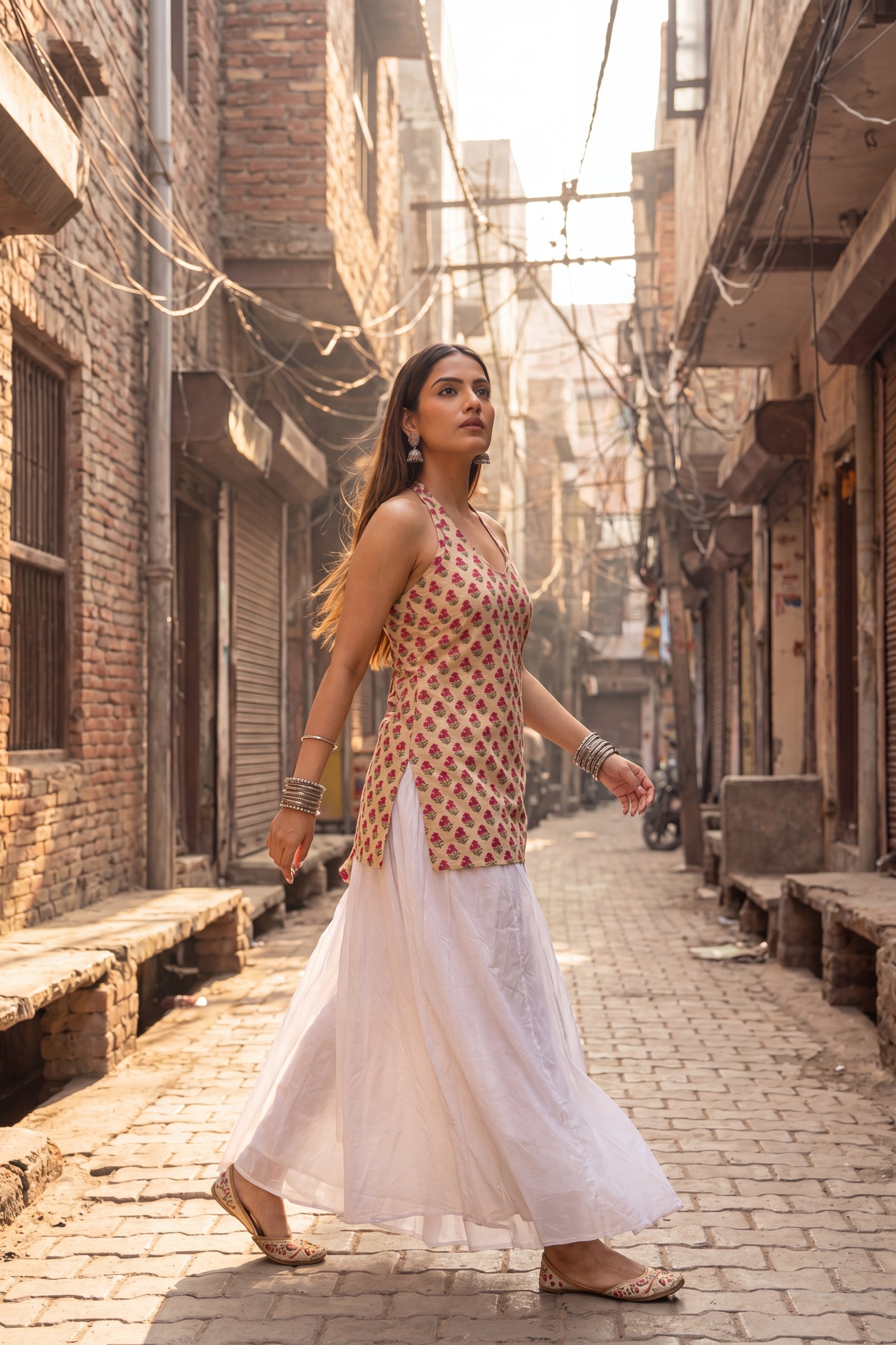 Atelier Sand Beige Halter Cotton Top
