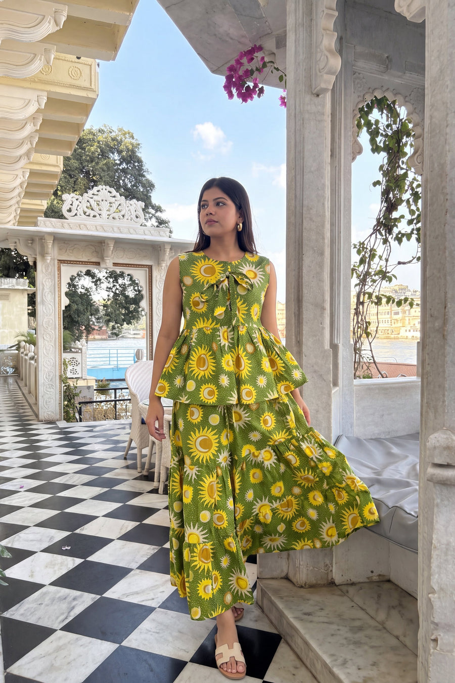 Emerald Waltz Cotton Skirt Set — image 4