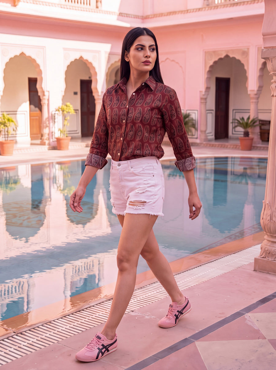 Garnet Maroon Cotton Shirt — image 5