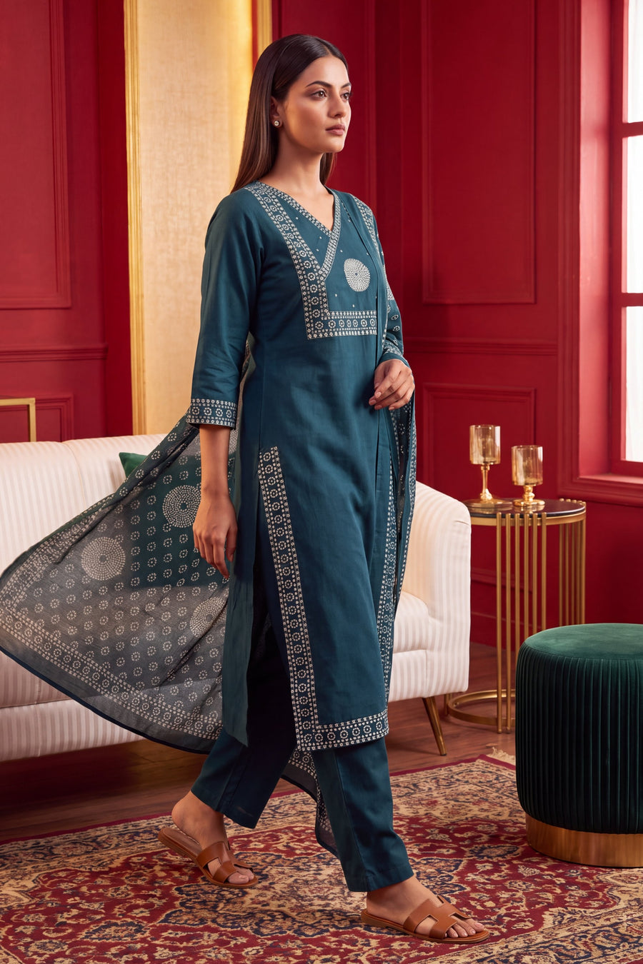 Denim Drift Cotton Dupatta Set — image 4