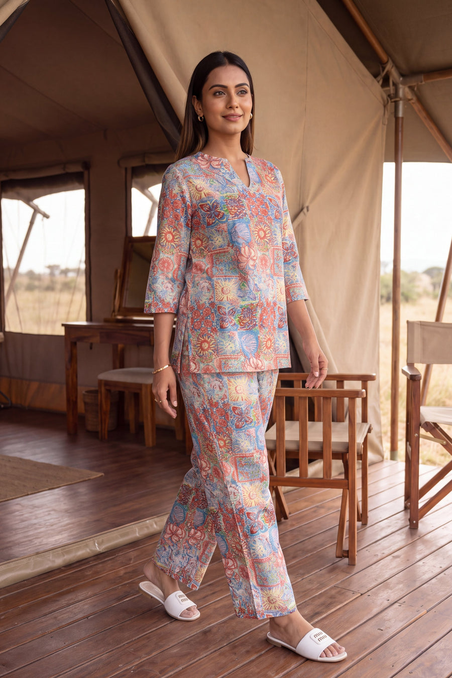 Pastel Mosaic Angrakha Cotton Co-ord Set — image 7