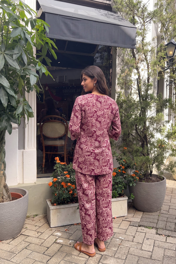 Plum Paisley Cotton Co-ord Set