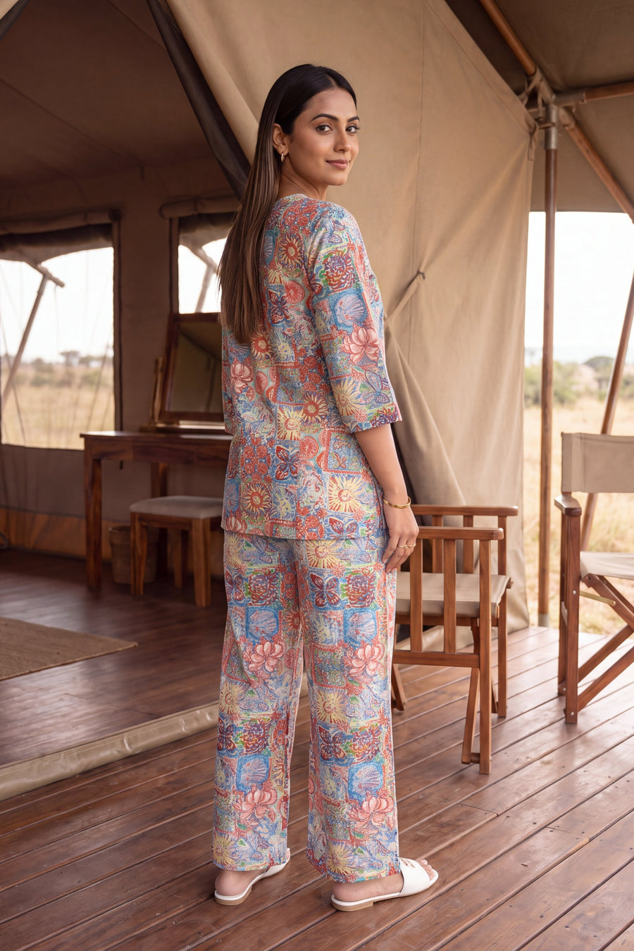 Pastel Mosaic Angrakha Cotton Co-ord Set — image 2