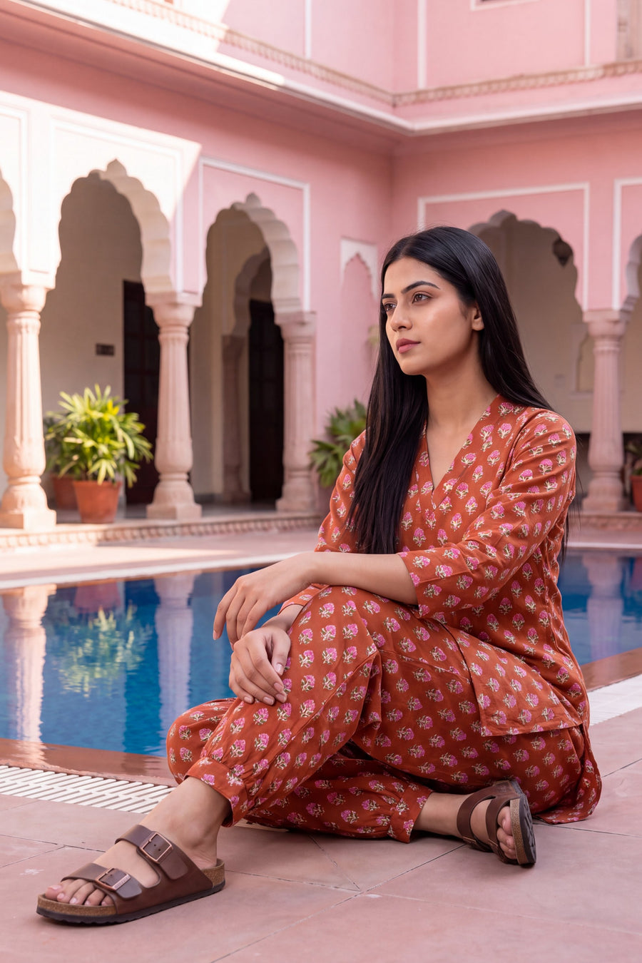 Garnet Ripple Cotton Farshi Salwar Set — image 9